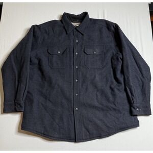 LL BEAN Work Jacket Mens‎ XXL Navy Blue Canvas Y2K Utility Zip Front Vintage